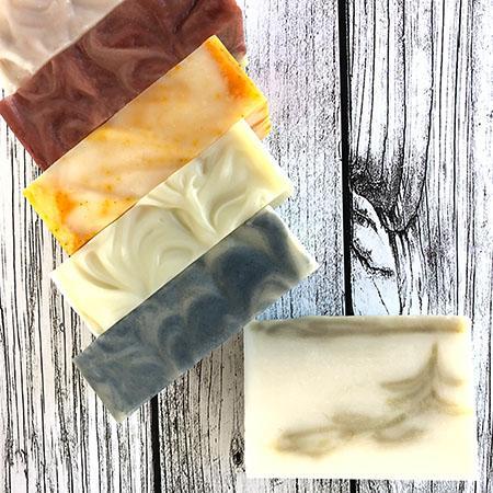 natural bath soap bars showing six different soaps